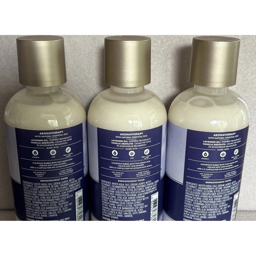 3 Bath & Body Works LAVENDER + VANILLA Luxe BUBBLE BATH Aromatherapy Lot 10 oz - Picture 2 of 2